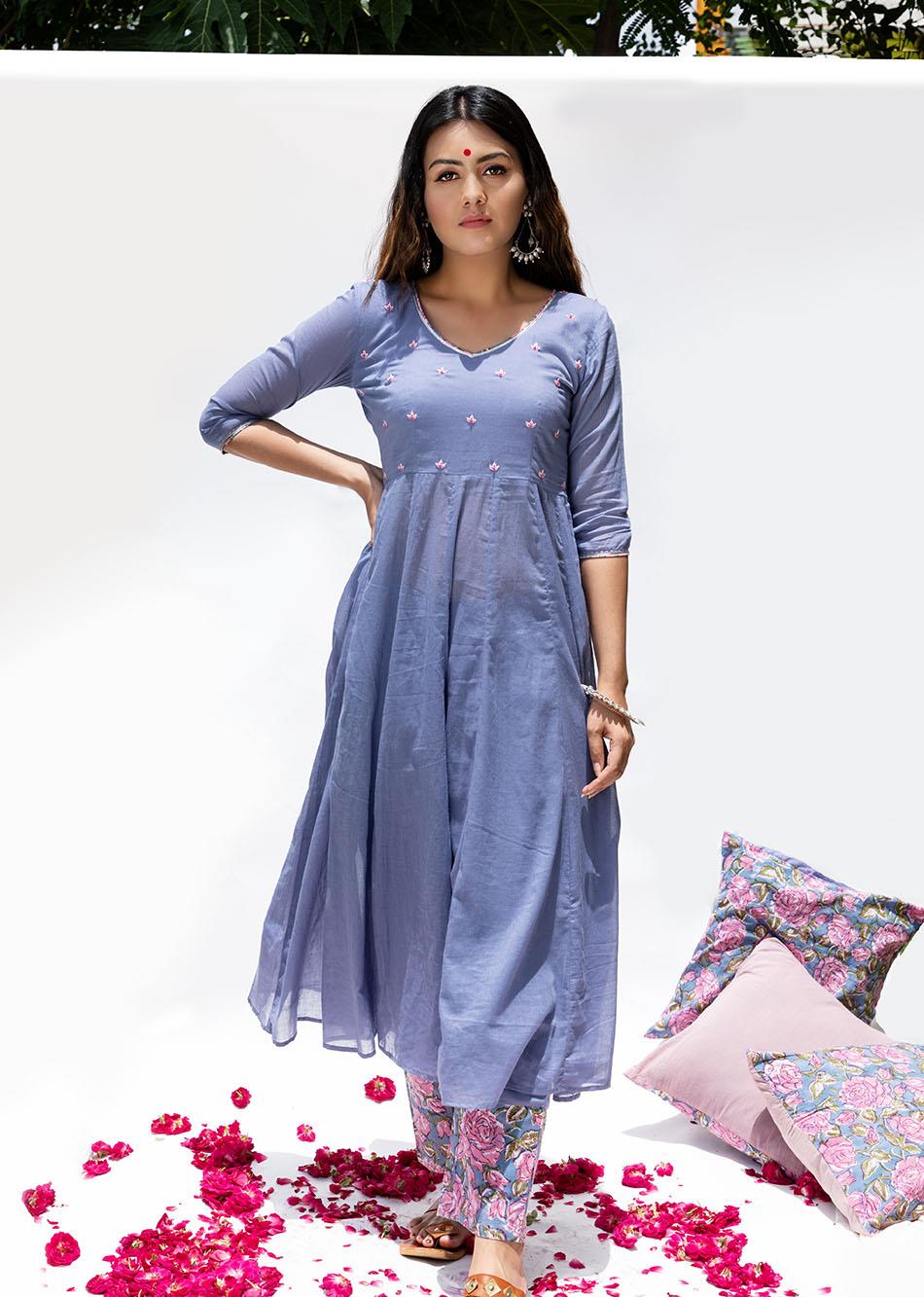 Anarkali Suit with Printed Dupatta