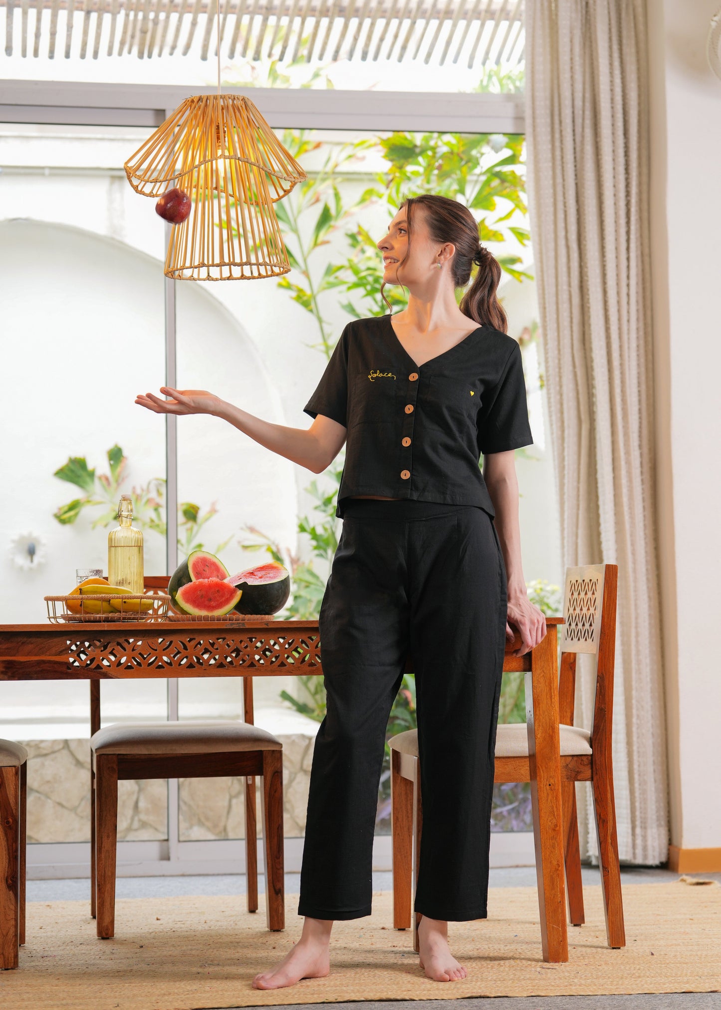 Black Crop Shirt & Pant Set