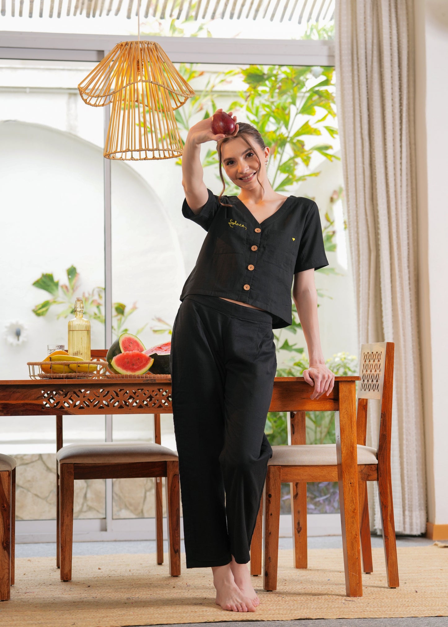 Black Crop Shirt & Pant Set