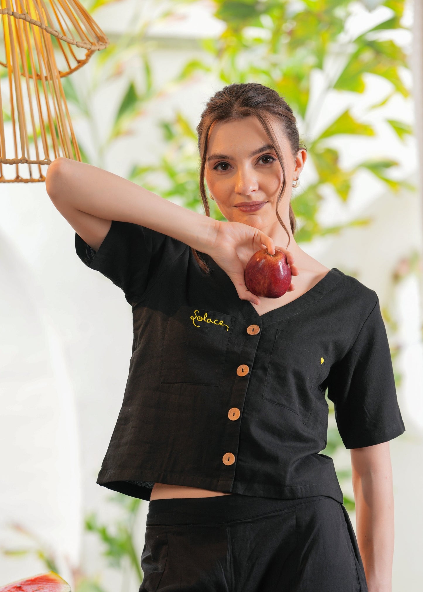 Black Crop Shirt & Pant Set