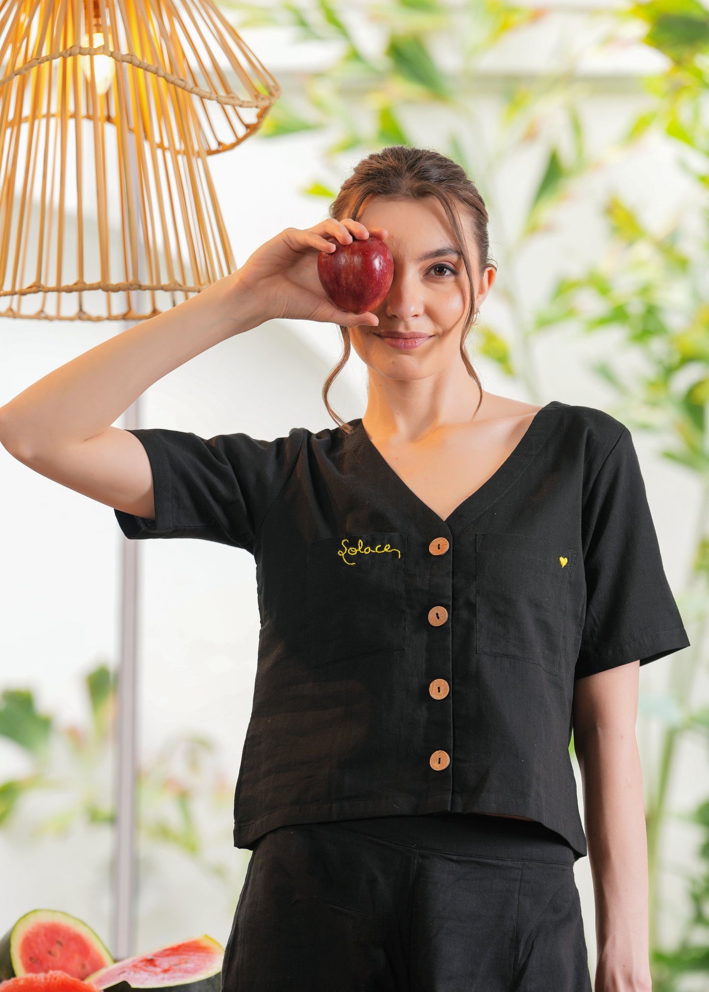 Black Crop Shirt & Pant Set