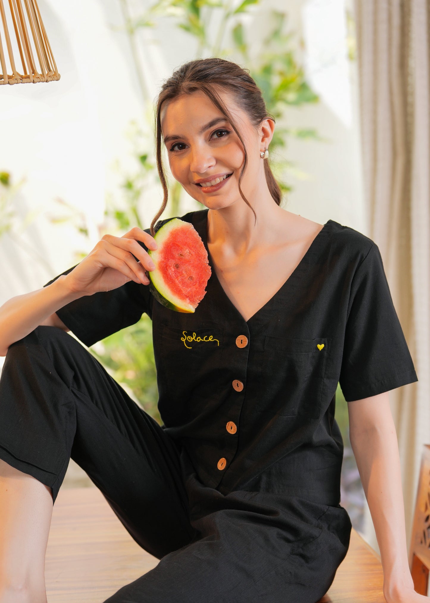 Black Crop Shirt & Pant Set