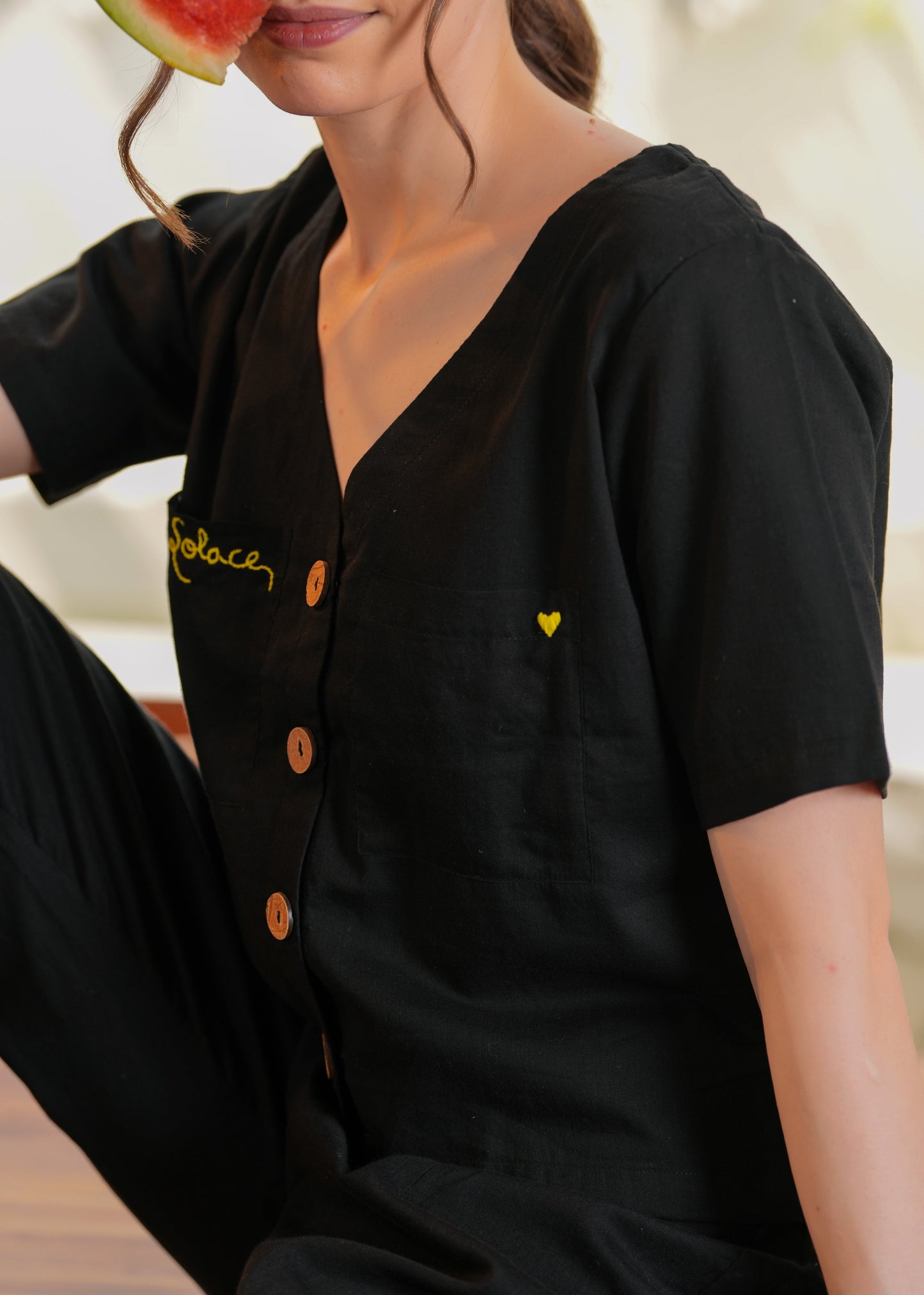 Black Crop Shirt & Pant Set