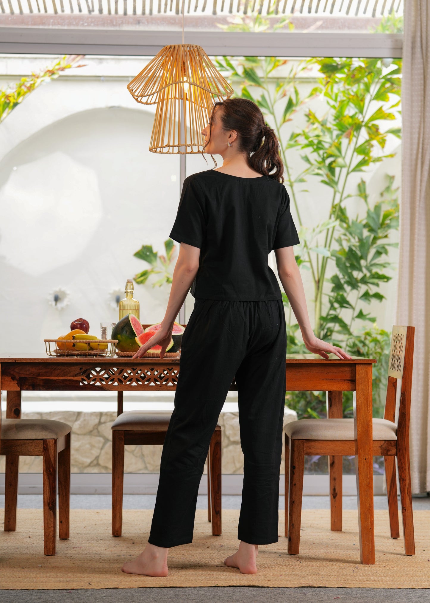 Black Crop Shirt & Pant Set