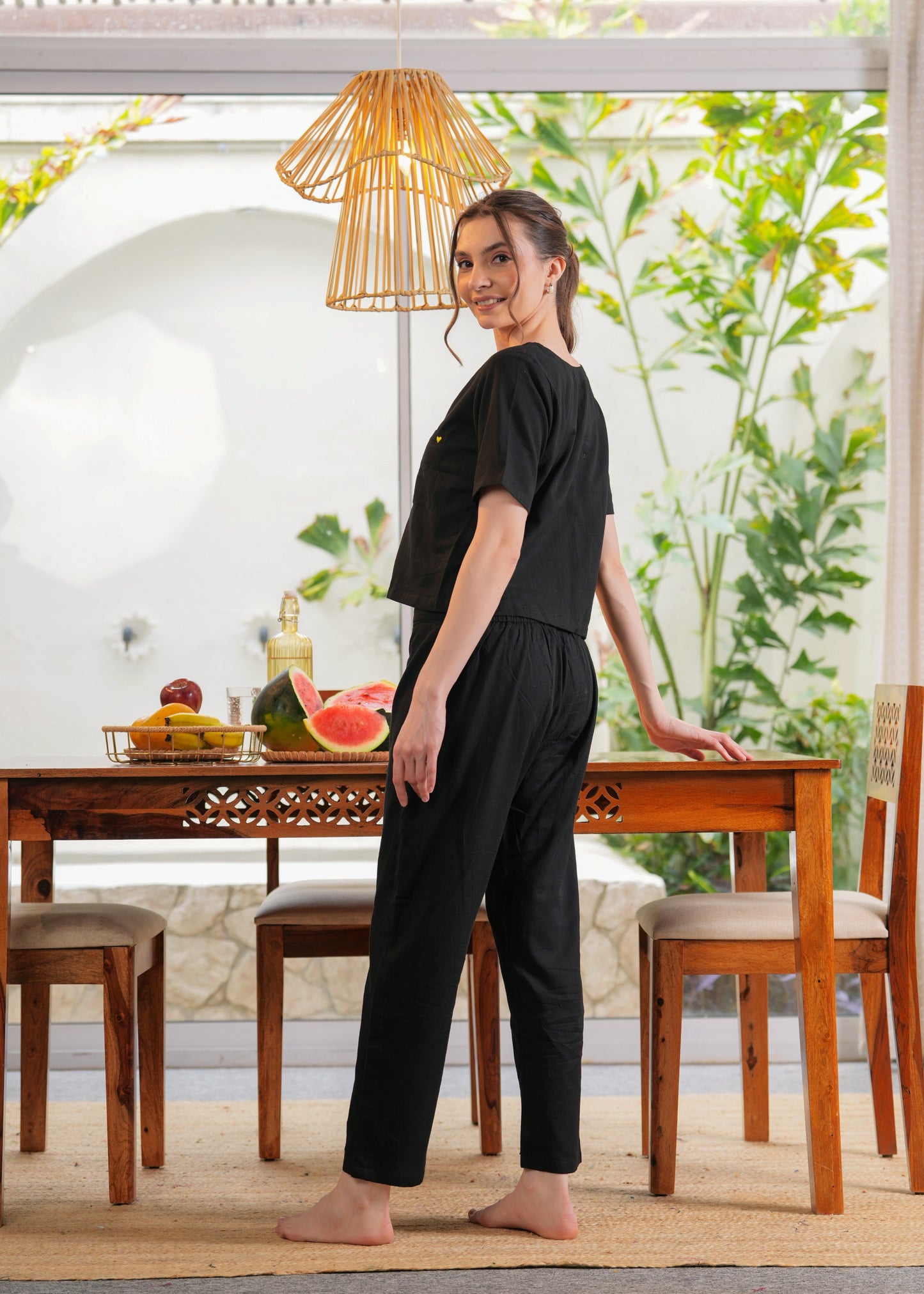 Black Crop Shirt & Pant Set