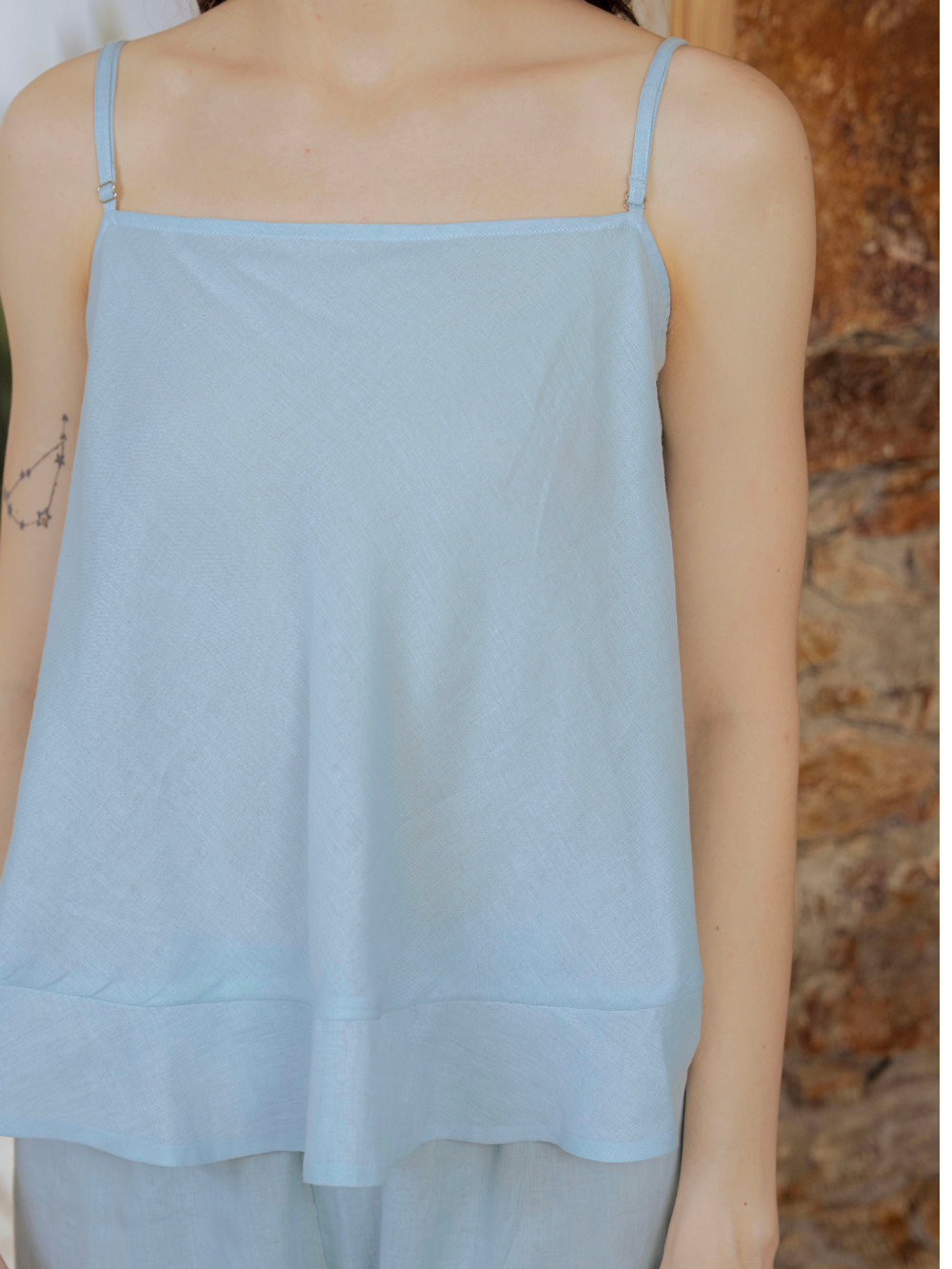 Blue Strappy Top & Relaxed Pants Set