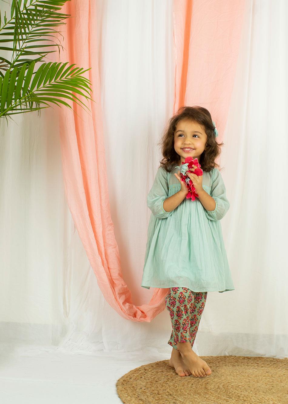 Jiyara Mint Green Loose Fit Anarkali Suit Set