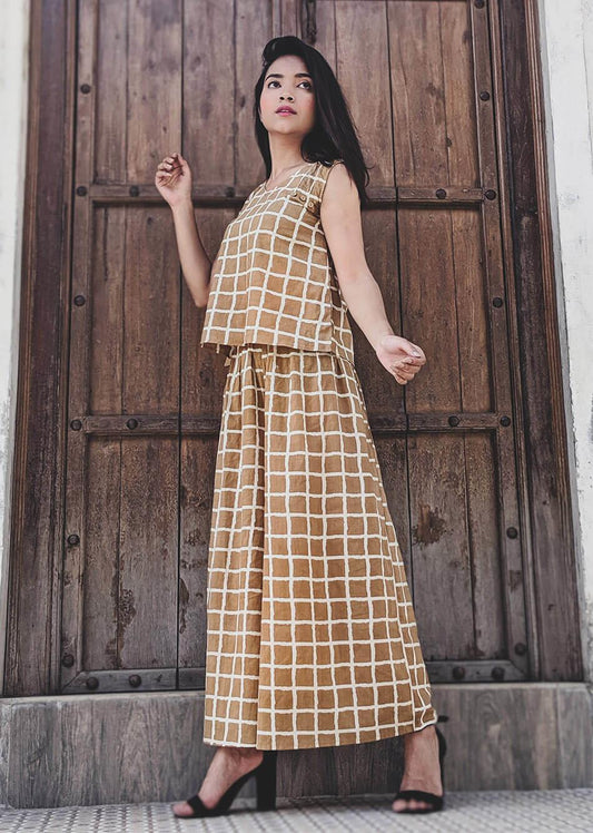 Brown Checks Palazzo Pants