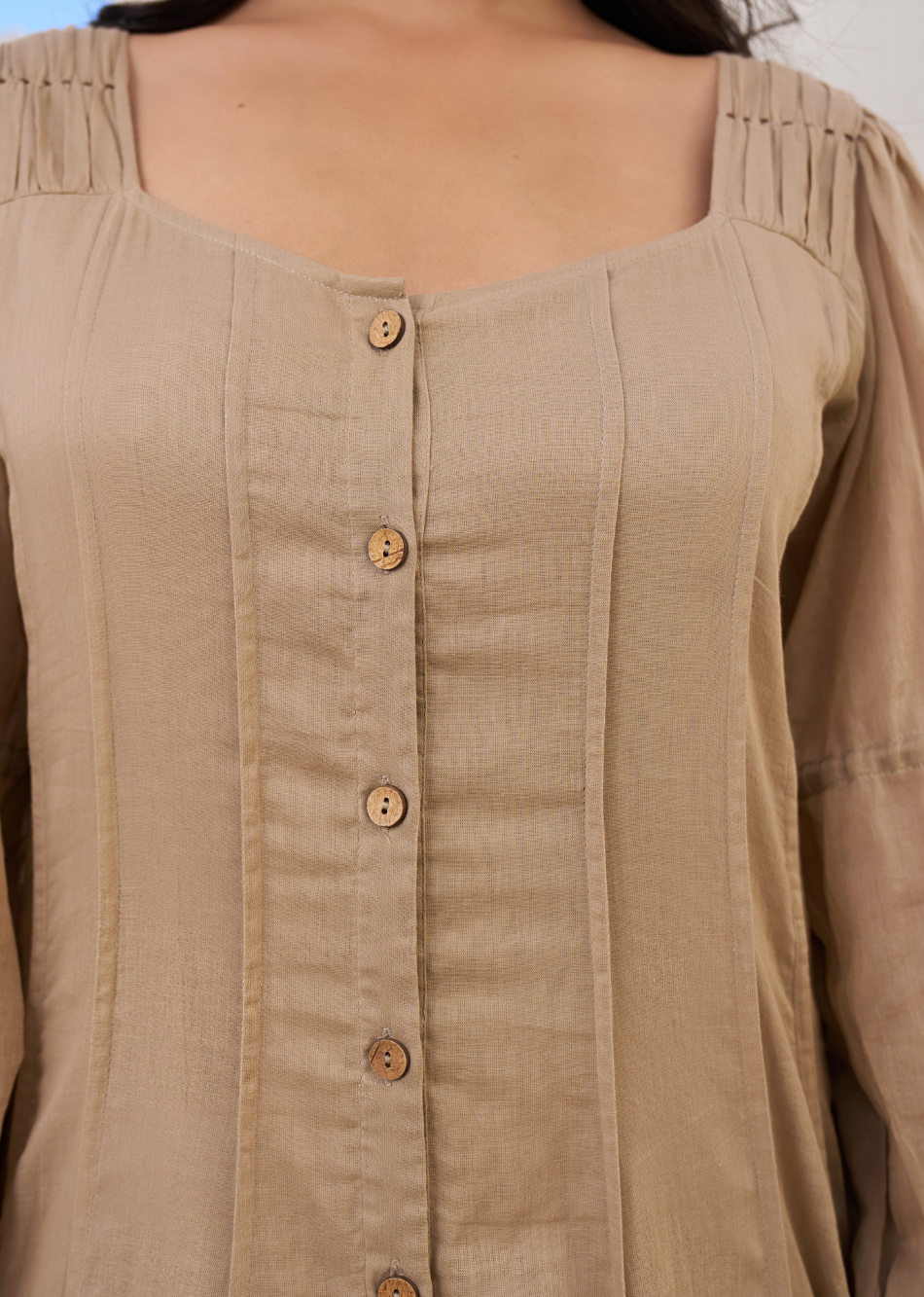Mocha Pintucks Shirt dress