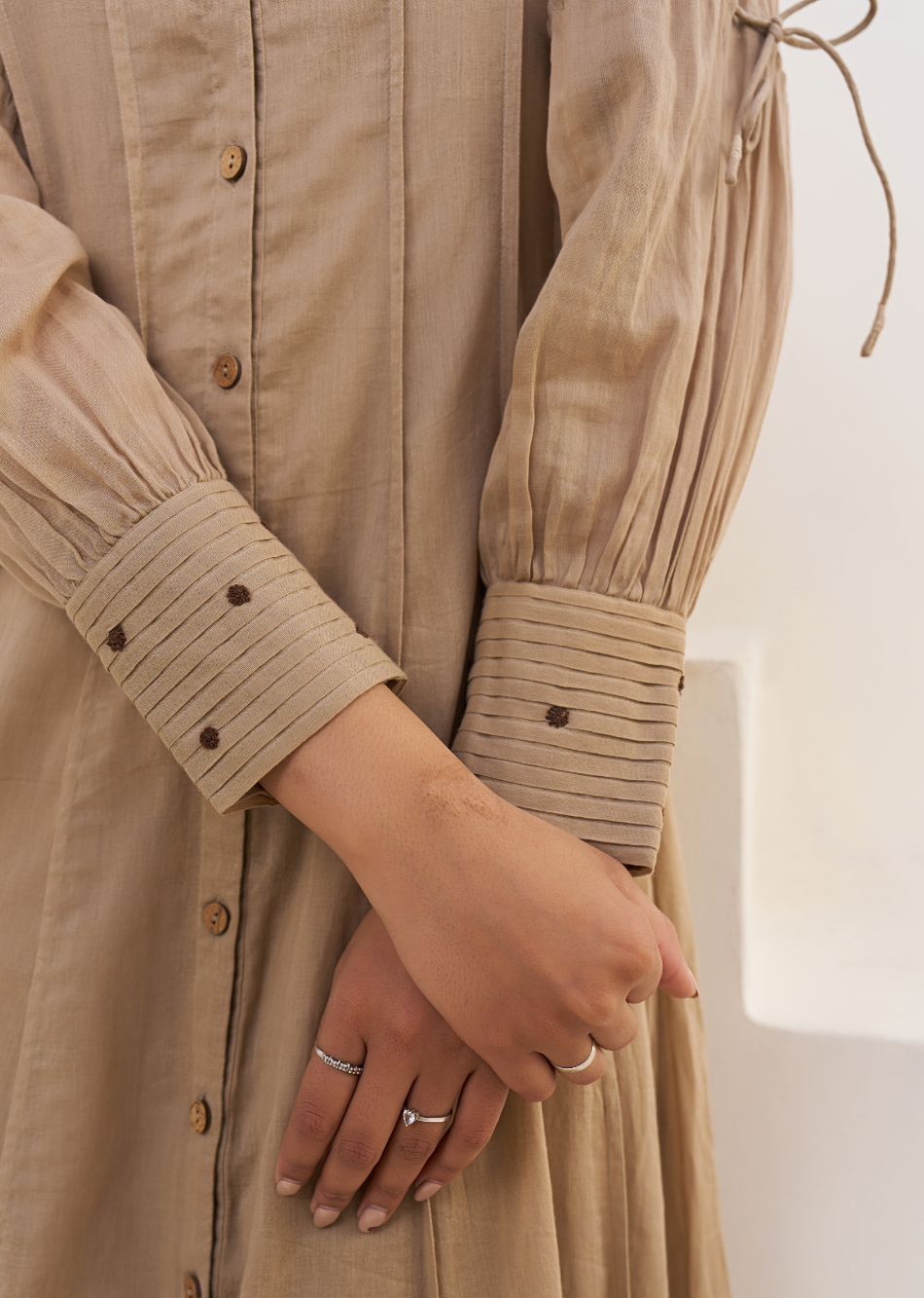 Mocha Pintucks Shirt dress